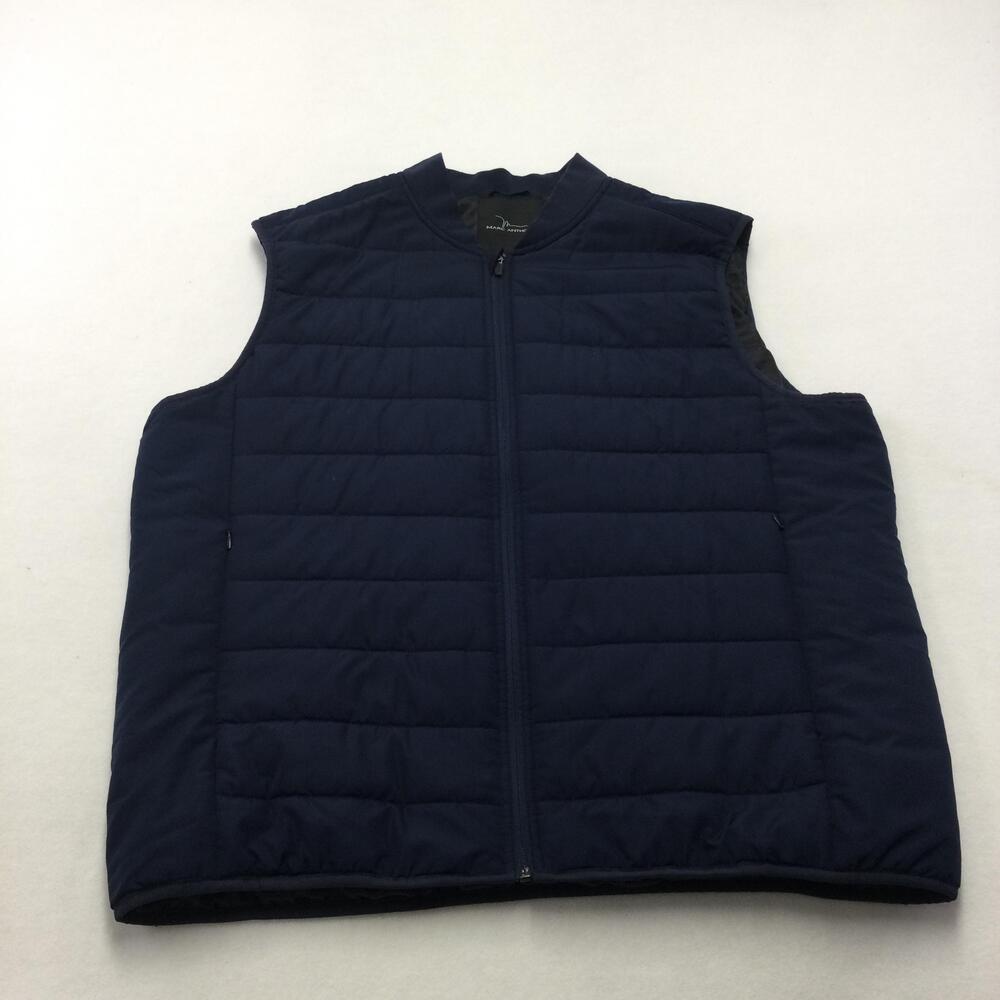 Marc Anthony Vest Mens XL Blue Quilted Full Zip Insulated Lined Pockets Winter